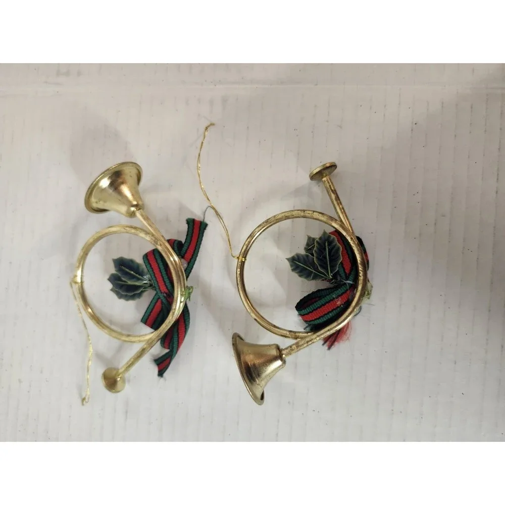 Lot Of 2 Small French Horns Chistmas Decoration